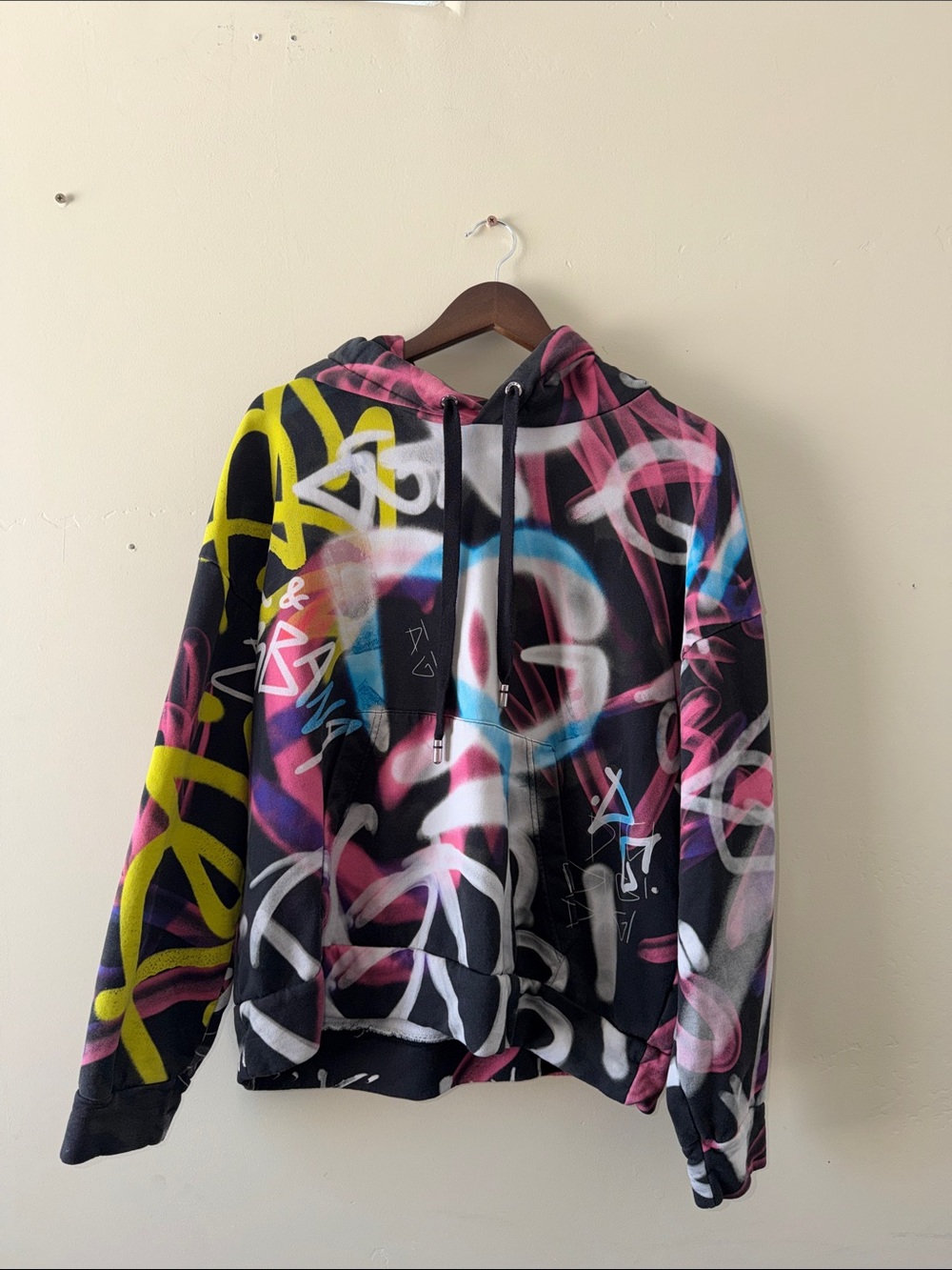 Dolce & Gabbana Black Multicolor Graffiti Print Hoodie